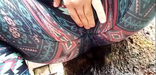  Pissing outside! Come watch LilKiwwiMonster wet her panties and pee in the dirt!